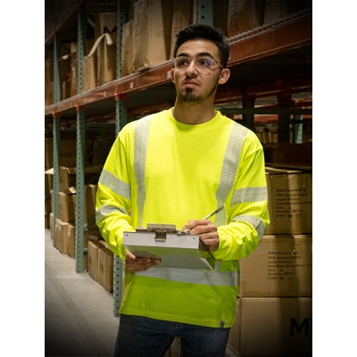 Hi-Viz ANSI Class 3 Safety Cotton Rich Long Sleeve T-Shirt