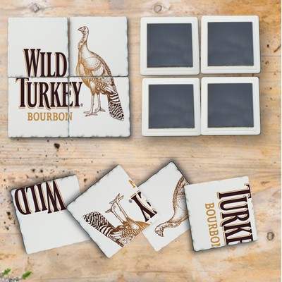 4 Custom Printed Ceramic Stone Magnet Puzzle with Chiseled Edge