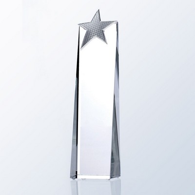Metal Star Tower Optic Crystal Award - Medium