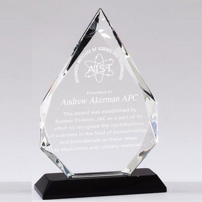Optical Arrowhead Crystal Award w/Black Base (7 ¾" x 5")