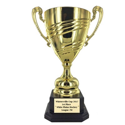 18 ½" Bright Gold Metal Italian Swirl Pattern Trophy Cup