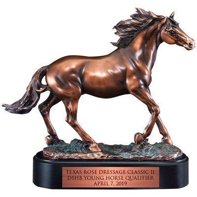 12 ½" Bronze Electroplated Stallion Horse Trophy