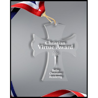 Cross Neck Medal in Clear Acrylic