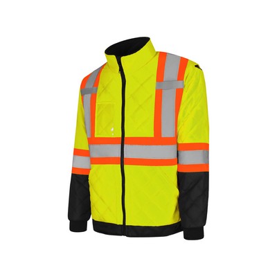 Lime Green/Black Quilted Freezer Jacket w/4" Tape