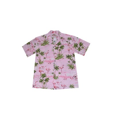 Pink Hawaiian Shirt (S - 3XL in-stock) - 100% Cotton Poplin Tropical Print w/ Coconut Buttons