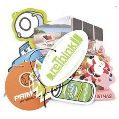 3.75" Die Cut Shape Custom Full Color Printed Air Freshener w/Juicy Peach Scent
