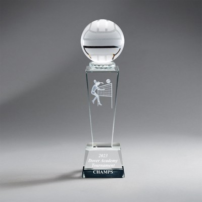 Female Volleyball Crystal Column with Ball