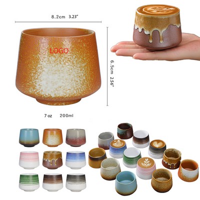 Retro Glazed Ceramic Tea Cup 7 oz