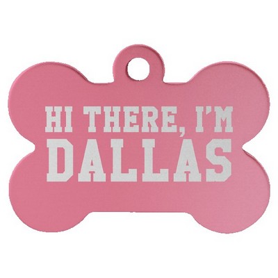 Anodized Aluminum Pink Bone Pet Tags, Engraved, 1 1/2" x 1"