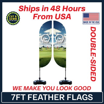 Feather Flag 7' Premium Double-Sided With Plastic Water Base & Carry Bag - Made in the USA