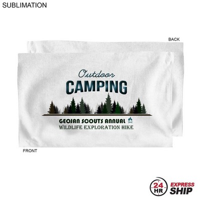 24 Hr Express Ship - Microfiber Dri-lite Terry Sports, Hand, Gym White Towel, 15x25, Sublimated