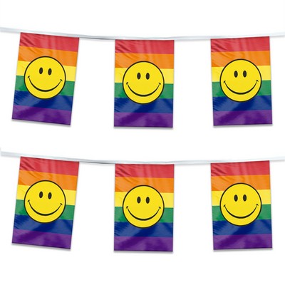 60' 1ply ePoly Rainbow with Smiley Face Pride Streamer