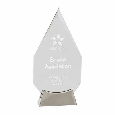 9 1/4" Clear Diamond Platinum Glass Award w/ Metal Base