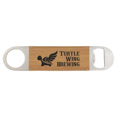 1 1/2" x 7" Bamboo Leatherette Bottle Opener