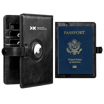Faux Vegan Leather Travel Passport Wallet ,RFID Passport Vaccine Card Holder ,