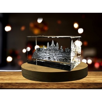 Angkor Wat 3D Engraved Crystal Keepsake - Cambodia's Iconic Temple