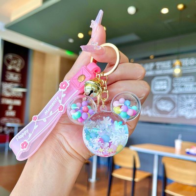 White Mickey Head keychain with beaded beads