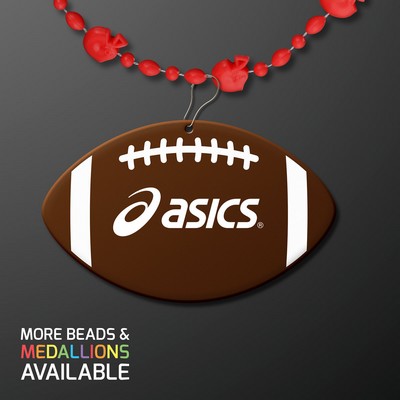 Red Football Helmet Bead Necklaces With Football Medallion (NON-LIGHT UP) - PRINTED