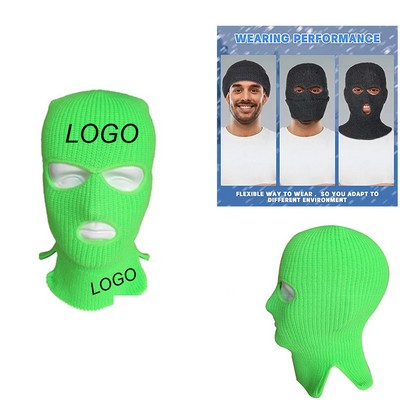 Knitted Winter 3 Hole Acrylic Full Face Cover Mask 14.5'' x 7.5''
