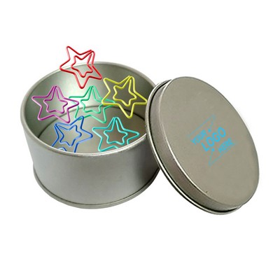 Star Shaped Paper Clips w/Tin Container