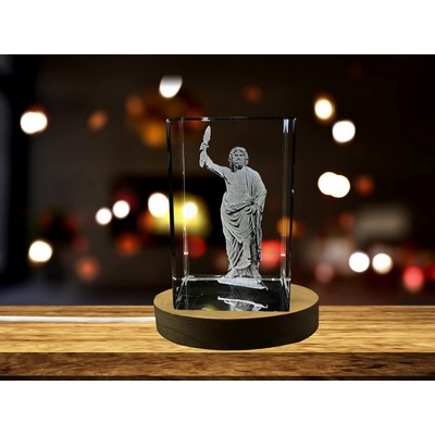 Zeus 3D Engraved Crystal Trophy Award - Recognition of Greek God Elegance