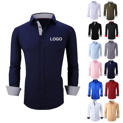 Men Long Sleeved Collared Shirt