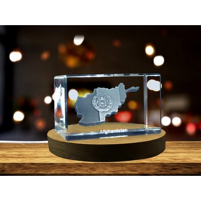 Afghanistan 3D Engraved Crystal Trophy Award w/LED Base