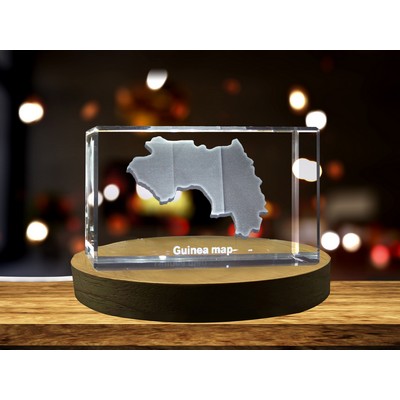 Guinea 3D Engraved Crystal Trophy Award w/LED Base