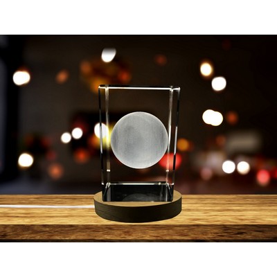 Pluto 3D Engraved Crystal Trophy Award w/LED Base Light