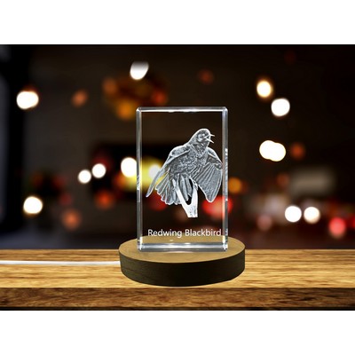 Redwing Blackbird 3D Engraved Crystal Trophy Award - Recognition Keepsake