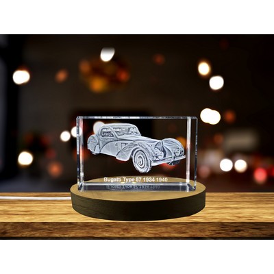 Bugatti Type 57 3D Engraved Crystal Trophy Award