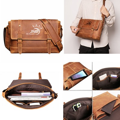 Rustic Elegance Leather Messenger Briefcase