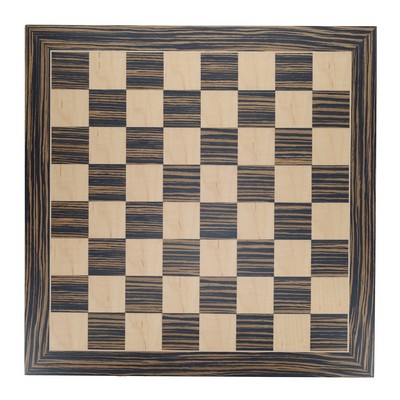 Deluxe Chess Board, Zebra & Natural Wood 19"