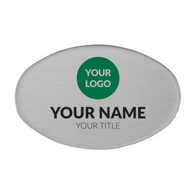 The Mighty Badge 50 Unit Kit, Silver Oval, Magnet Fastener, For Laser Printer