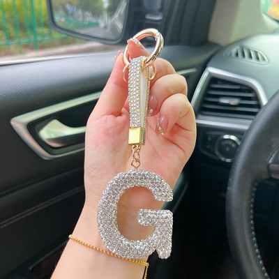 Crystal Surface Letter G Keychain Initial Keychain