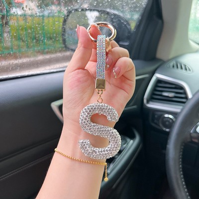 Crystal Surface Letter S Keychain Initial Keychain