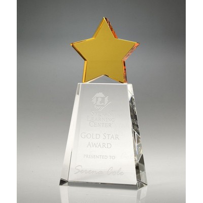 Golden Star Crystal Award, 8"H