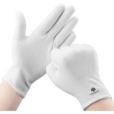 White Cotton Gloves Moisturizing Washable Stretchable