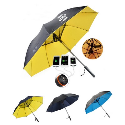 3" 1 Umbrella With Fan And Power Bank