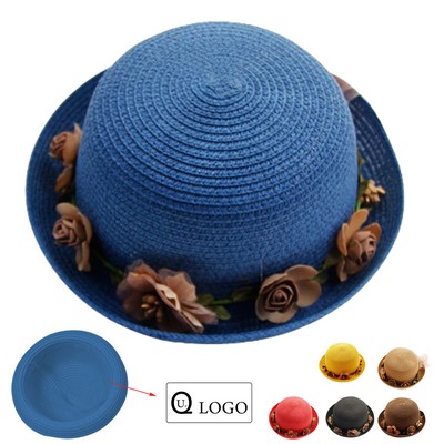 Women'S Dome Flowers Sun Protective Straw Hat