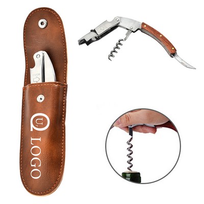Waiter's Corkscrew Wine Opener w/ Leather Case