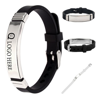 Stainless Steel Bracelet w/ Silicone Strap