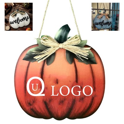 Wooden Pumpkin Shaped Hanging Sign