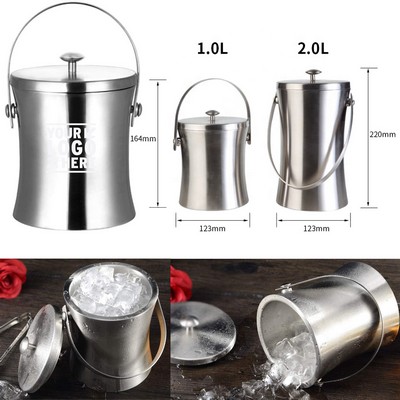 1L Double Walled Insulated Ice Cube Container with Hanle and Lid