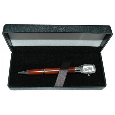 Rosewood Ballpoint Pen w / Custom Watch Clock