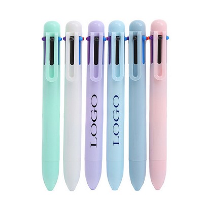 6-in-1 Plastic Multicolor Assorted Inks Plunger-Action Pastel-Colored Ballpoint Pens