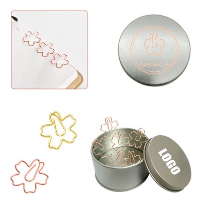 Flower Shaped Paper Clips In Tin Box