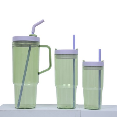 40oz 25oz 16oz Plastic Drinkware Juice Cup With Straw Set of 3