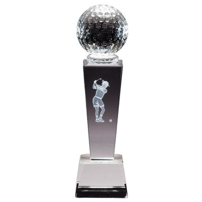 Crystal w/ Lasered Female Golfer Inside 8.75"