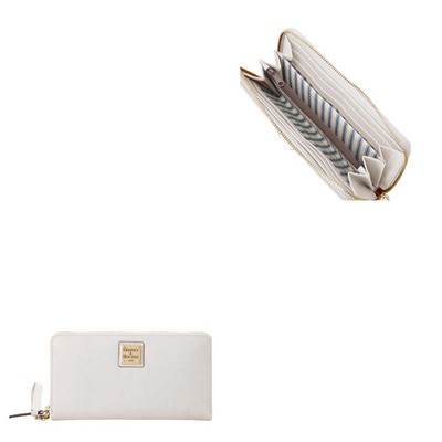 Dooney & Bourke Saffiano Large Zip Around Wristlet - Ecru White